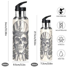 xigua 22 OZ Octopus Pirate Water Bottle with Straw, Sports Water Bottle BPA Free Stainless Steel Water Jugs for Gym, Kitchen, Working, Outdoor