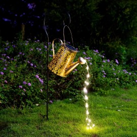 Jiajiamei Large Waterproof Solar Lights Outdoor Garden Decor Hanging Watering Can Decorati