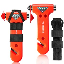 YORMTOIR Car Safety Hammer Seatbelt Cutter, Window Glass Breaker with Seat Belt Cutterwith, Auto Traffic Accident Emergency Escape Tool, 2 Pack, Orange