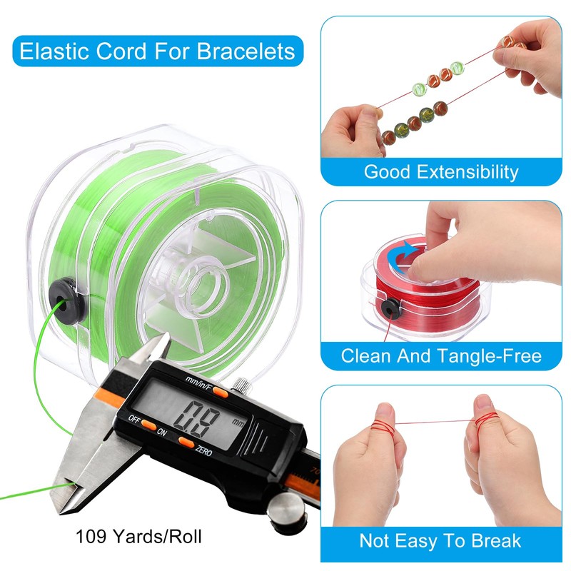 PATIKIL 0.8mm Flat Stretch Bracelet String with Organizing Boxes 100