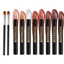 HENGBIRD 10 Piece Eyeshadow Stick Set, 7 Colours, Highly Pigmented Glitter Eyeshadow Pencil, Waterproof, Durable Cream Eyeshadow Pen Set, Eyeshadow Pen for Girls, Women, Sparkling Eye Makeup