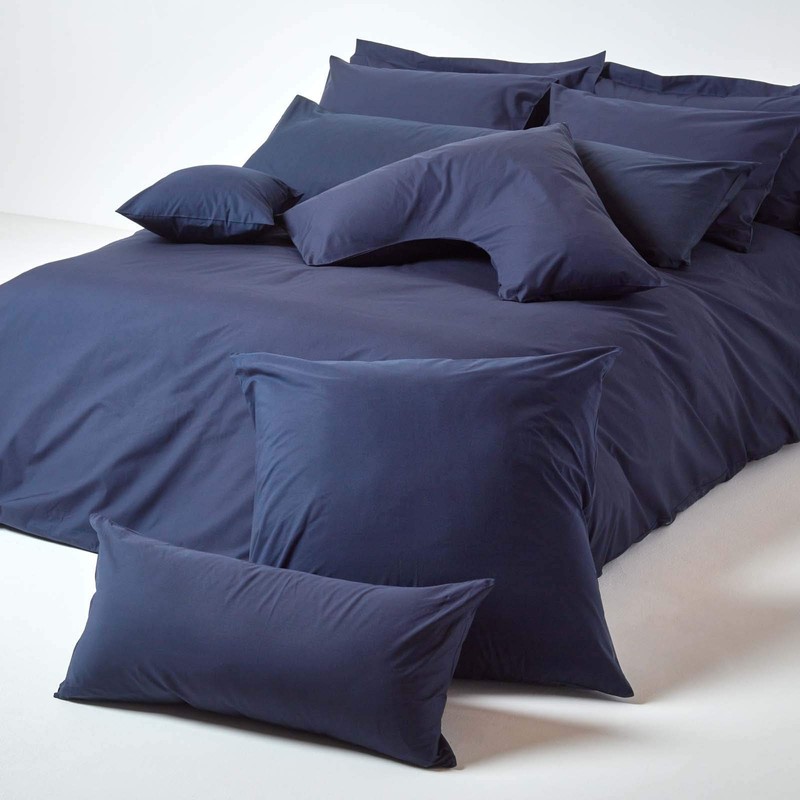 HOMESCAPES Navy Blue Pure Egyptian Cotton King Size Oxford Pillowcase