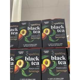 Trader Joe's (12) Cans Trader Joe’s SPARKLING BLACK TEA w/ Peach Juice Beverages