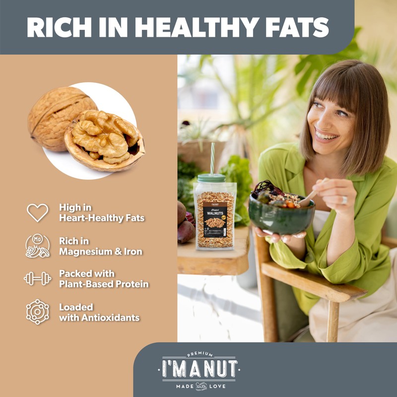 Premium Raw Chopped Walnuts 48oz (3 lb) - 100% Natural,