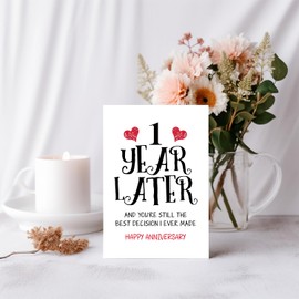 RUALOVE Happy 1st Anniversary Wedding Gifts for Him Her, First Anniversary Cards for Wife & Husband, One Year Wedding Card, 1 Year Anniversary Romantic Gifts for Girlfriend & Boyfriend