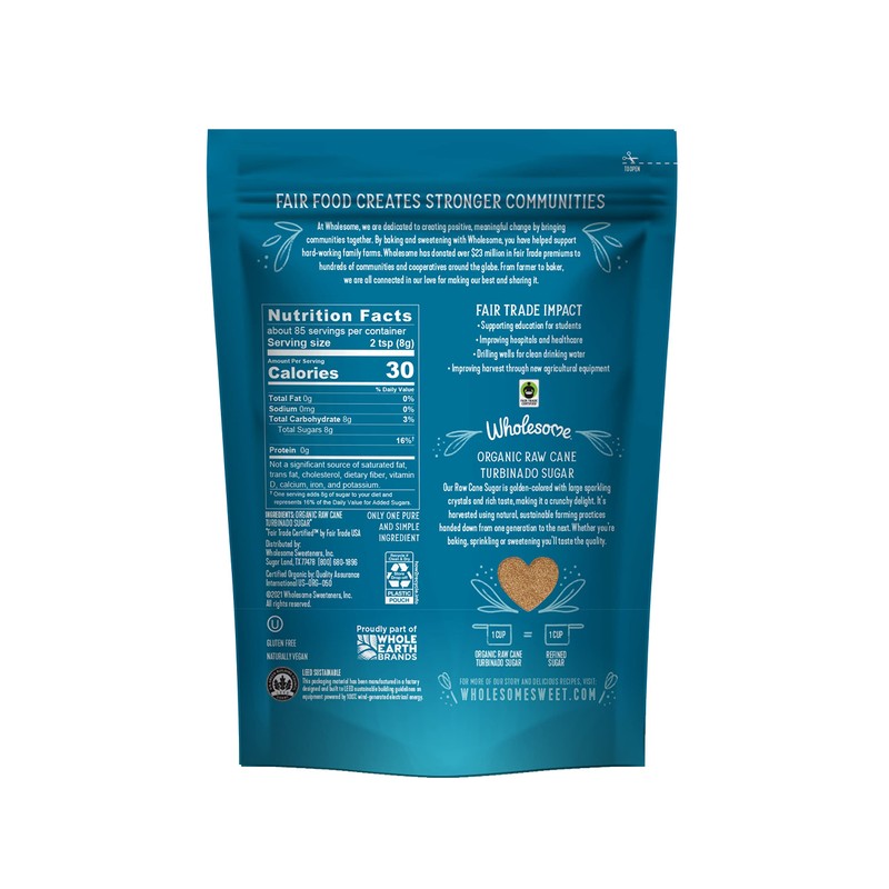Wholesome Organic Raw Cane Turbinado 24oz, 1-Pack