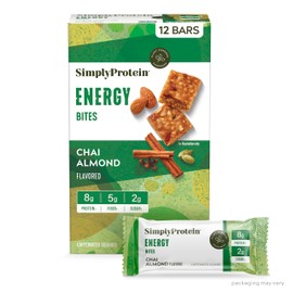 Simply Protein Energy Bites, Chai Almond, Gluten Free Vegan Snacks, 12 Count