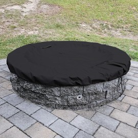 YardJoyliz 52-56 Inch Outdoor Built In Fire Pit Cover for In Ground Fire Pit Waterproof Heavy Duty Large Round Built In Stone Firepits Cover