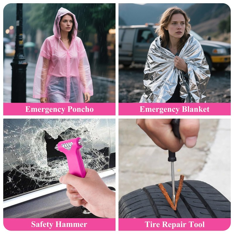 HLWDFLZ Car Roadside Emergency Kit, Vehicle Truck Safety Emergency Road