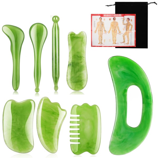egniFurn 8-Piece Gua Sha Scraping Massage Set, Natural Resin Tools