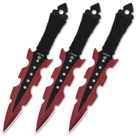 REAT Throwing Knives - 3 Piece, 7.5" 440 Stainless Steel with Cord-Wrapped Handle, Includes Nylon Carrying Case for Safe Storage,Ninja Kunai Knives for Competition,Recreation,Gifts for Men,Women