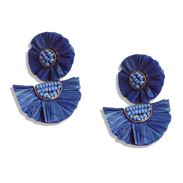 Statement Earrings Beaded Raffia Palm Bohemian Drop Dangle Earrings for