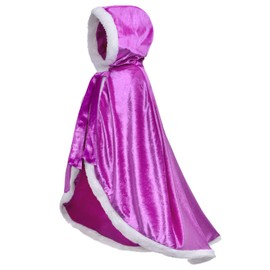Fur Princess Costume Cape Fur Hooded Cloaks for Little Girls Dress Up Purple 3-4 Years(110cm)
