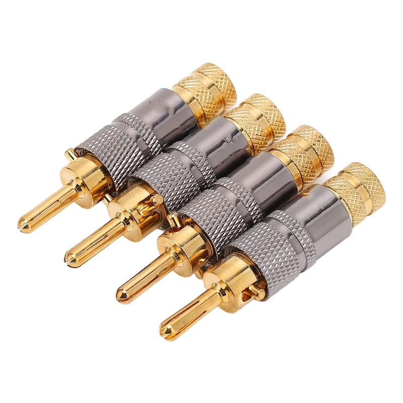 AKLOSIPY Preffair BA1457 4pcs 24K Gold Plated Banana Plug for
