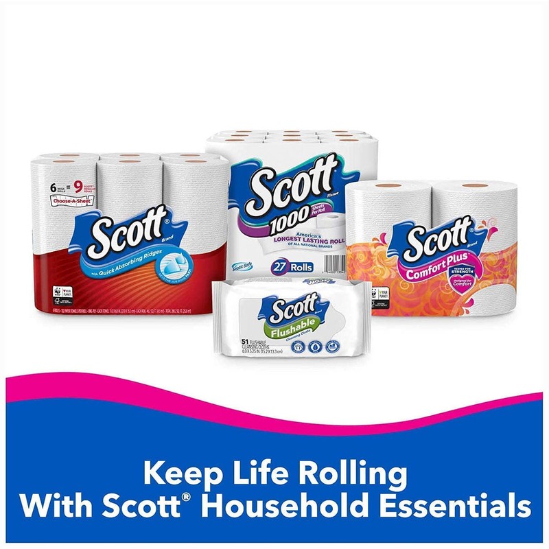 Scott ComfortPlus Toilet Paper, 12 Double Rolls, Bath Tissue (2