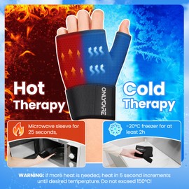 ONLYCARE Wrist Ice Pack Wrap, Soft Gel Ice Pack for Hot & Cold Hand Therapy, Thumb Freeze Sleeve for Hand Injuries, Achilles Tendonitis, Tenosynovitis, Surgery