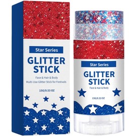 Barra de purpurina para el cuerpo Iluminador Lentejuelas Rojas Blancas Purpurina Impermeable 25.º Cabello Y Rostro Para Conciertos Carnaval Festivales 4 De Julio Día De La Independencia