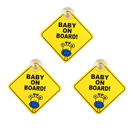 Jopto 3Pcs Baby On Board Sign for Car Warning Safety Suction Cup Sucker Sticker Waterproof Notice Board for Drive, Removable
