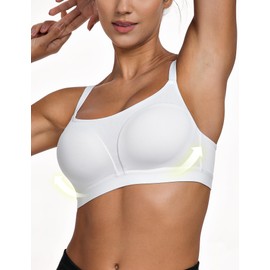 WingsLove Sports Bra for Women Moisture-Wicking Wireless Yoga Bra with Breathable Mesh Adjustable Straps for Running Gym, White,38B