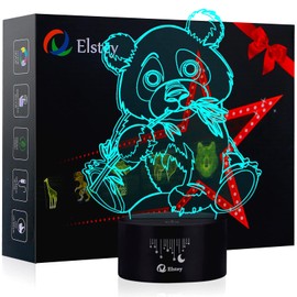 Giant Panda Bear 3D Illusion Lamps, Elstey 7 Color Changing Touch Table Desk LED Night Light Great Gifts for Kids