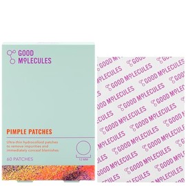 Good Molecules Pimple Patches (60 Patches) - Ultra-Thin Hydrocolloid Patches To Conceal Whiteheads, Blackheads And Blemishes, Target Ance and Impurities - Skin Care For Face With Cellulose And Pectin