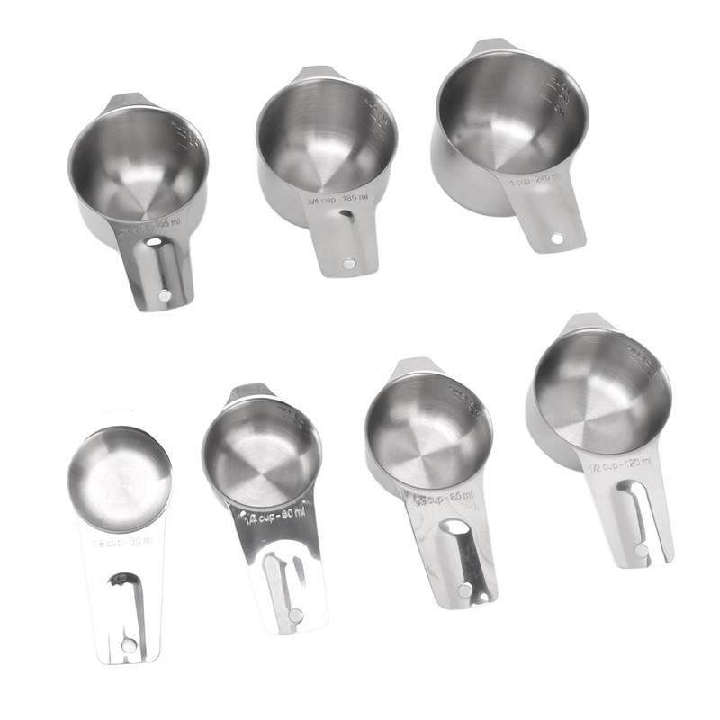 7Pcs Measuring Cups Set Stainless Steel Stackable Multifunctional Metal Nesting