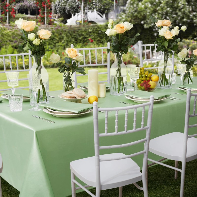 Srumvoat White Table Cloth, Luxury Satin Texture, Quality Polyester Fabric