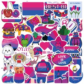 MEPLUM 100 PCS Bisexual Pride Stickers Bulk, Bi Bisexual Stuff for Pride Accessories Present Celebration Parades Home Decor Party Supplies Festivals