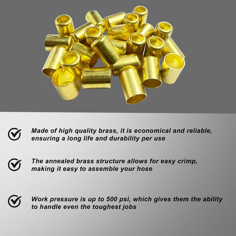 25PCS 7325 Hose Ferrules Brass Fitting, 0.560in ID x 1in