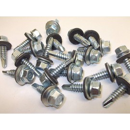 Merriway BH07046 (20 Pcs) Self Drilling Hex Steel Tek Screws with Bonded Washer 5 x 16mm - Pack of 20 Pieces