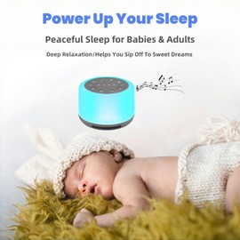 LeCoirrax White Noise Machine for Baby Adult, 3 in 1 Sleep Sound Machine with 30 Soothing Sounds, 7 Night Light, Wireless Speaker, 3 Timer, Memory Function for Sleeping Relaxing Travel, Grey/White