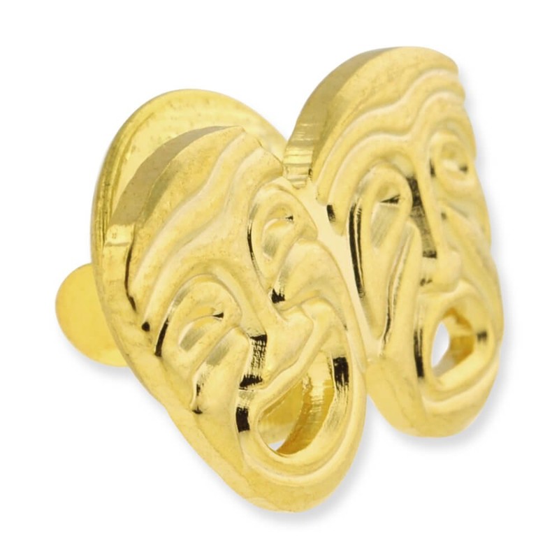 PinMart's Gold Plated Theater Mask Lapel Pin – 1 Piece