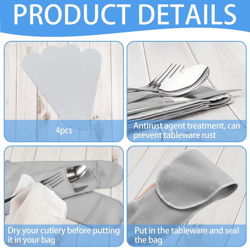 Weewooday 12 Pcs Anti Tarnish Silverware Storage Bags Velvet Flatware