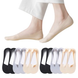 Caudblor 6 Pairs Invisible Non -Slip Woman Short Socks Low Cut Liners & Ankle Socks Black Gray Nude 4-6 6-8