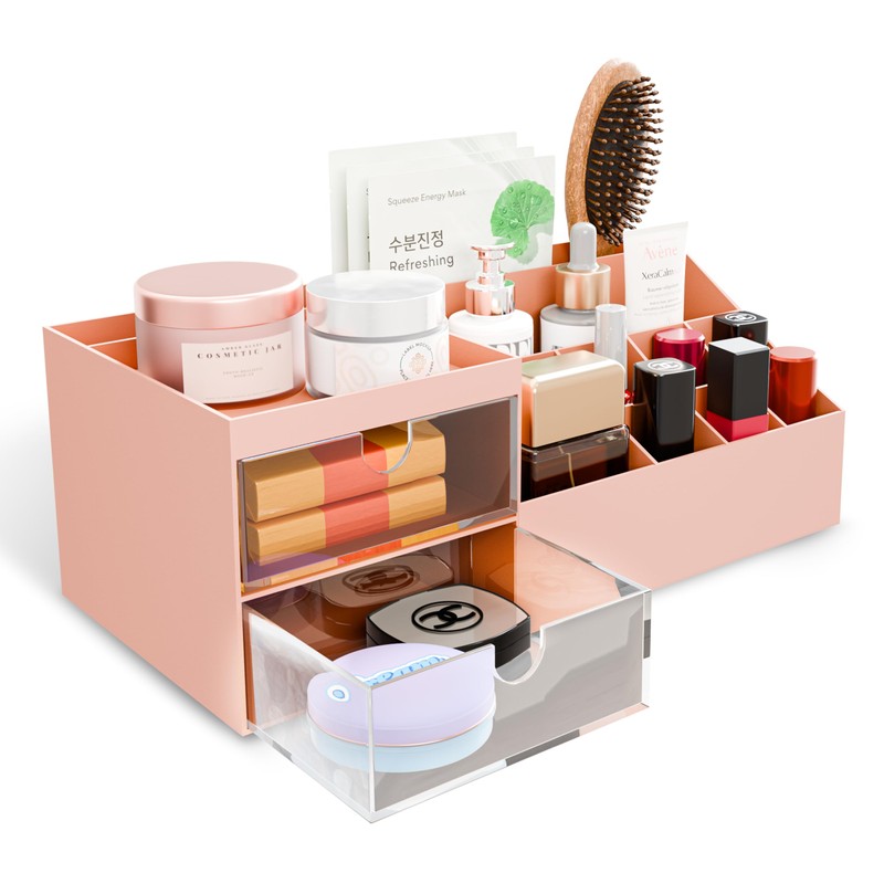Makeup Organiser Storage Box (Pink)