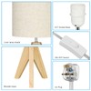 EDISHINE 36cm Wood Bedside Table Lamp, Tripod Desk Lamp with