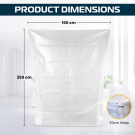 Waterproof Mattress Protector Bag for Moving House or Storage, Strong Plastic Mattress Cover to Protect your Bed from Stains, Pets, Pest Damage, Dirt and Dust (Double)