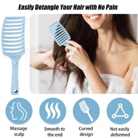 Hair Bursh Comb Hairdressing Styling Salon Tool, Curved Vented Hair Brush for Faster Blow Drying for Women, Men, Paddle Detangling Brush for Wet Dry Curly Thick Straight Hair