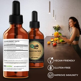 QuikPlus Liquid Mineral Supplement for Adults – Vegan, Gluten-Free, All Natural, Highly Bioavailable – 2 oz Bottle (Trace Matrix)