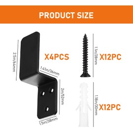 2x4 Door Barricade Brackets, 4 Pcs Drop Open Bar Security Door Barricade, Heavy Duty Z-Shape Black Bar Security Door Lock Brackets Fits 2x4 Boards, Home, Barn, Gate, Shed, Garage Security