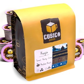 Papua New Guinean Coffee, Single Serve Coffee Pods, Premium Papua New Guinea Kunjin Single Origin Fresh Roasted Coffee | K-Cup Compatible Brewers | Cubico Coffee | 10 Count