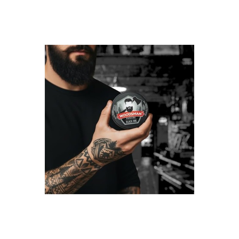 Woodsman - Pomada Negra Para Cabello Y Barba Cubre Canas,