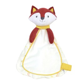 Trois Kilos Sept - Newborn Flat Comforter - Leonardo the Fox - Velour - White - Terracotta - Forest Motif