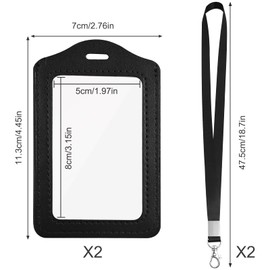 2 Pieces ID Card Holder with Lanyard, ID Card Holder, PU Leather ID Card Holder, ID Card Holder, Waterproof Card Case, ID Holder Set, Work Card Holder, ID Card Holder