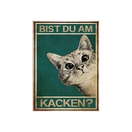 LongZYU Bist du am Kacken Cat Picture Poster Wall Picture Toilet Bathroom Toilet Decoration Vintage Cats Guest Bathroom Toilet Decoration Guest Bathroom Funny Saying Guest Toilet Picture 32 x 23 cm