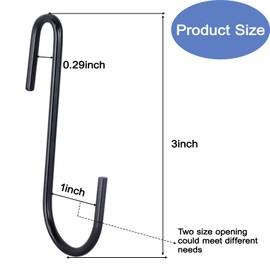 ESFUN 30 Pack 3 inch Heavy Duty S Hooks Black Pan Pot Holder Rack Hooks S Shaped Hanging Hooks Hangers for Kitchenware Spoons Pans Pots Utensils Clothes Bags Towels Plants