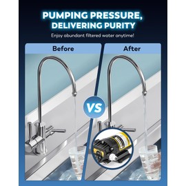 Moonshan 100GPD Booster Pump for RO System with Complete Kit Suitable for Home Reverse Osmosis Water Filter System Quick-Connection Design High Pressure Switch Pressure Adjustable (6800)