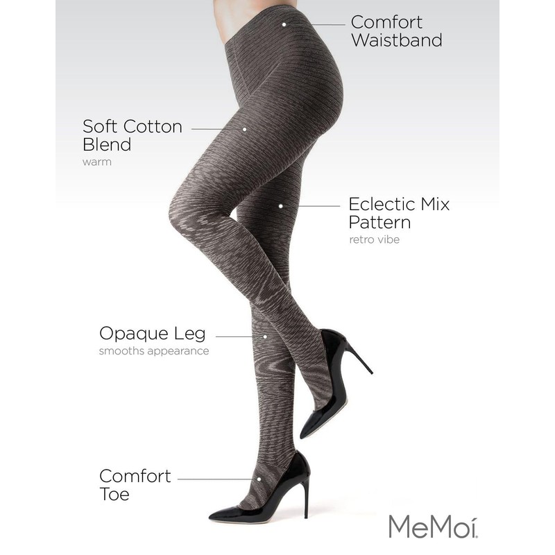 MeMoi Wild Side Cotton Sweater Tights Black Medium/Large