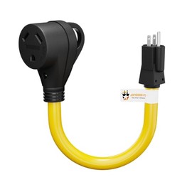 Journeyman-Pro 15A Male 110V House Plug to 30A Female Dogbone Adapter RV Electrical Power Plug Converter Cord Cable with LED Indicator Light Grip Handle (15 AMP 5-15P 120V to 30 AMP TT-30R)