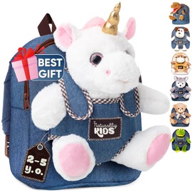 Naturally KIDS Mochila para Niñas con Juguete de Animal de Peluche, Regalo para Niños y Niñas